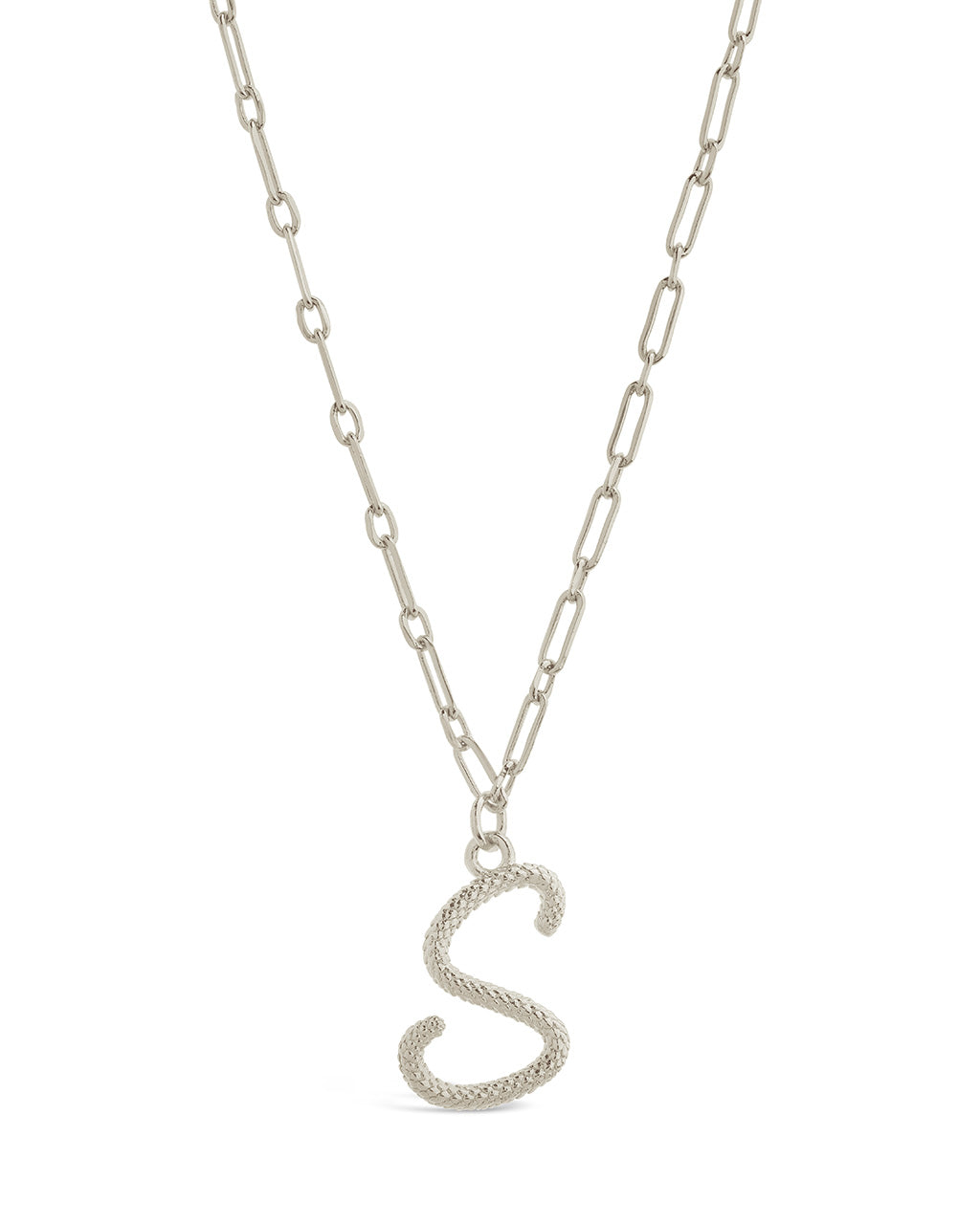 Textured Initial Charm Pendant Necklace