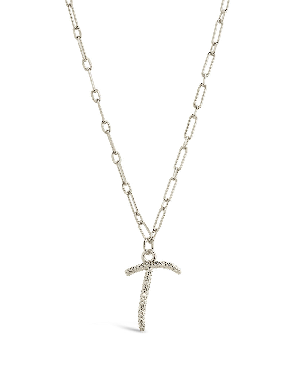Textured Initial Charm Pendant Necklace