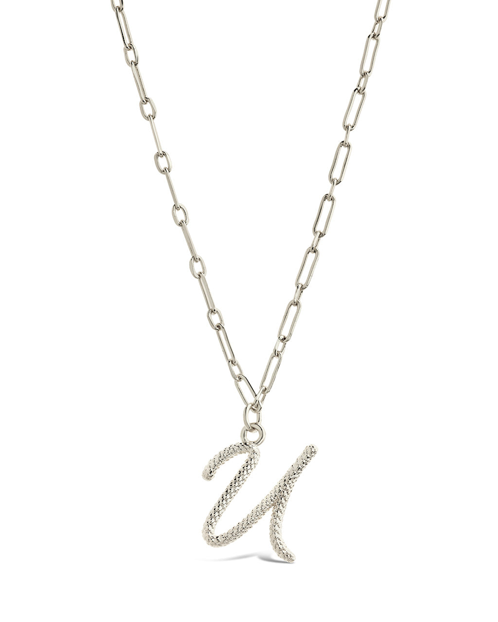 Textured Initial Charm Pendant Necklace