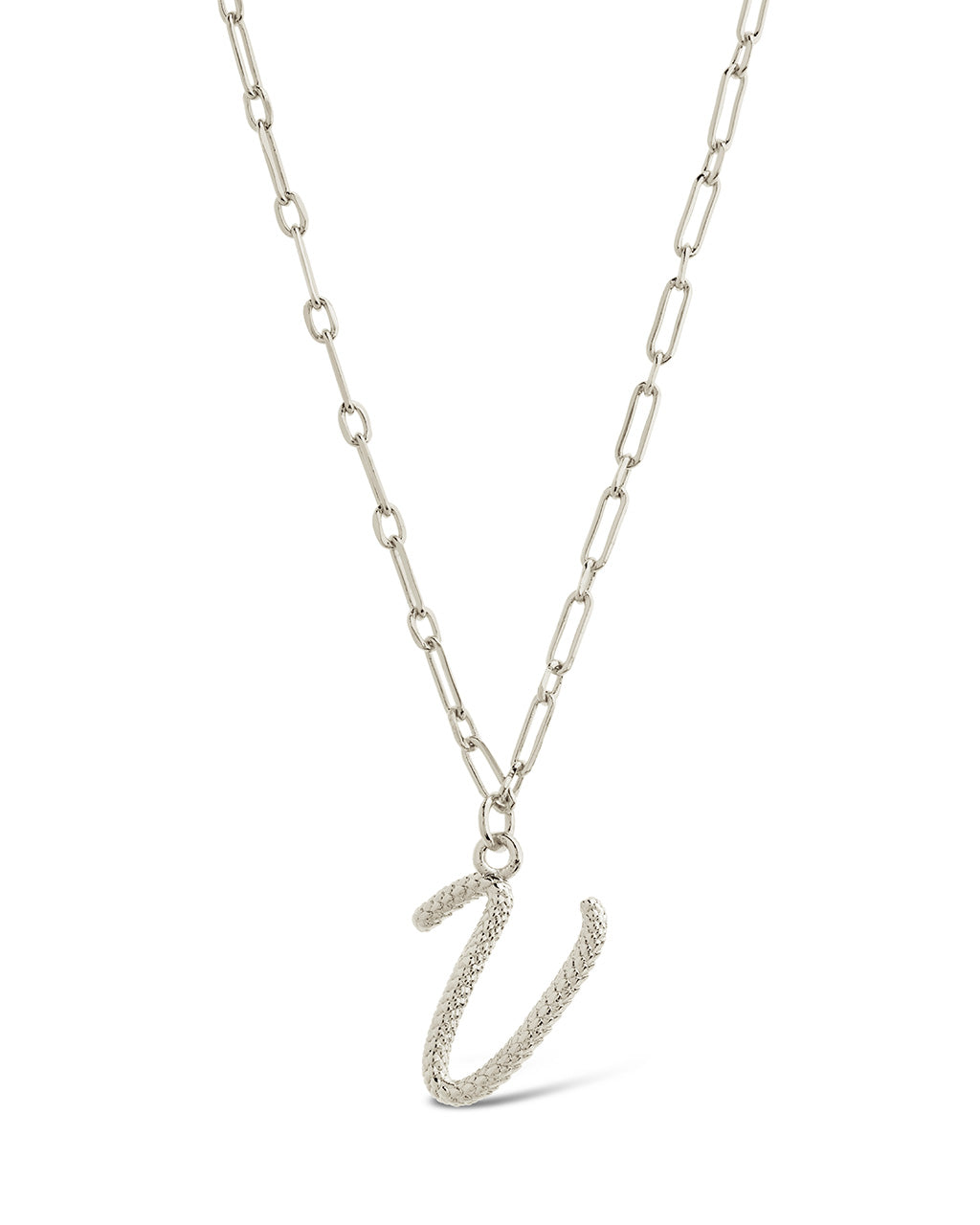 Textured Initial Charm Pendant Necklace