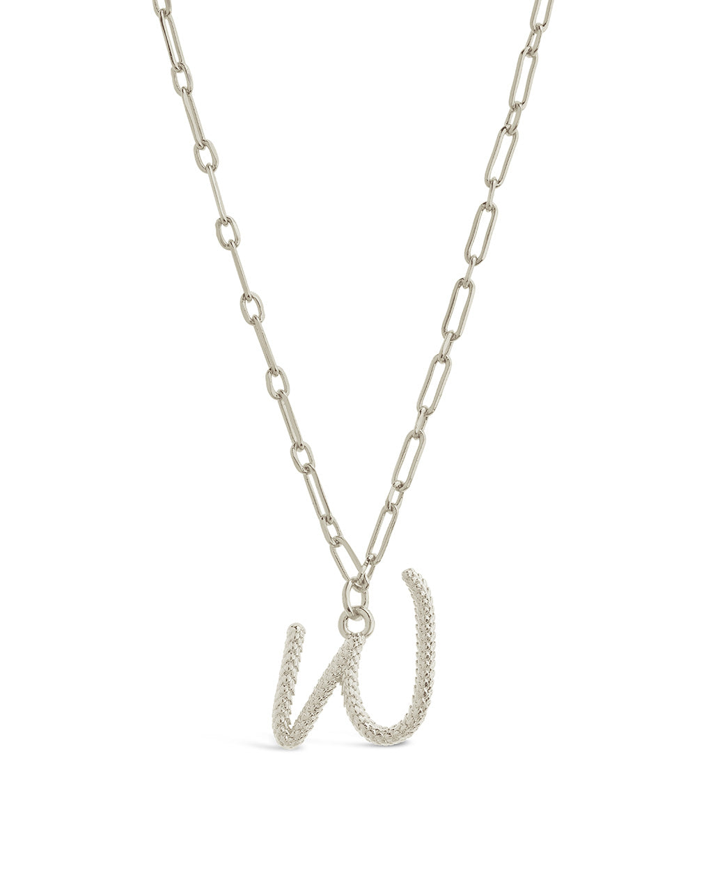 Textured Initial Charm Pendant Necklace