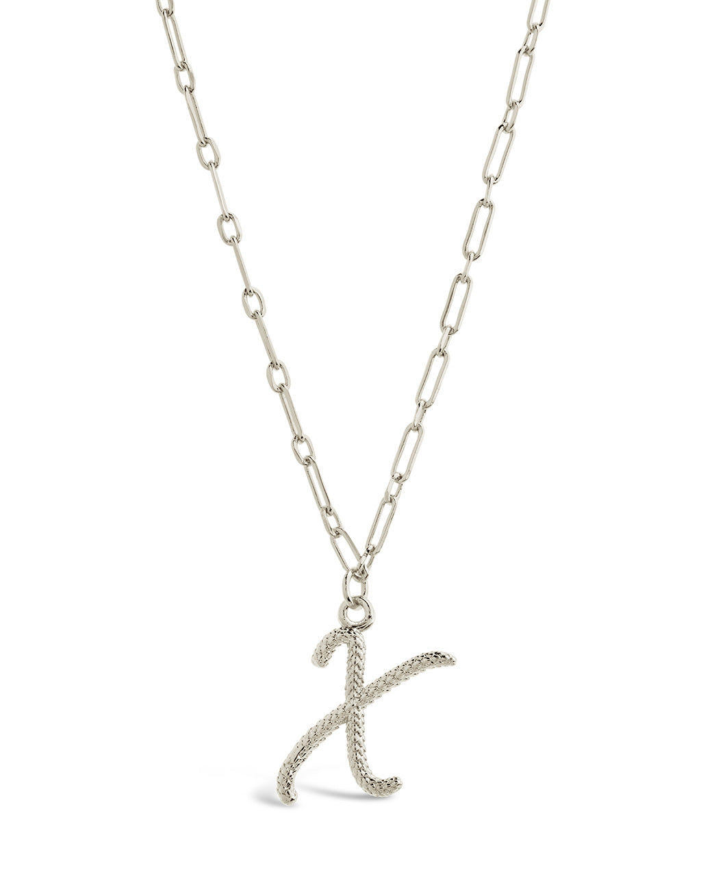 Textured Initial Charm Pendant Necklace