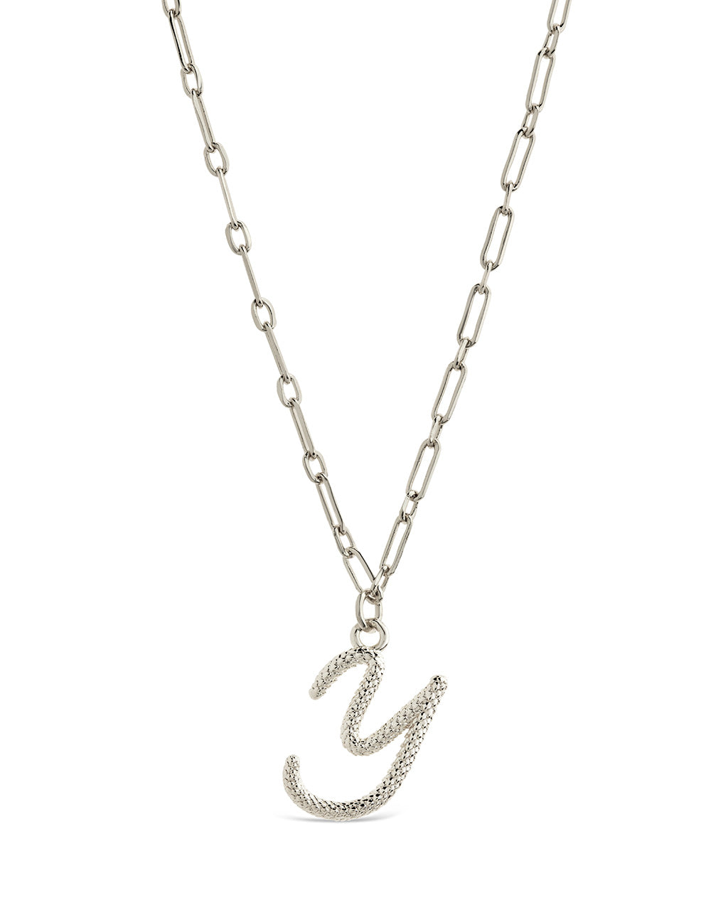 Textured Initial Charm Pendant Necklace
