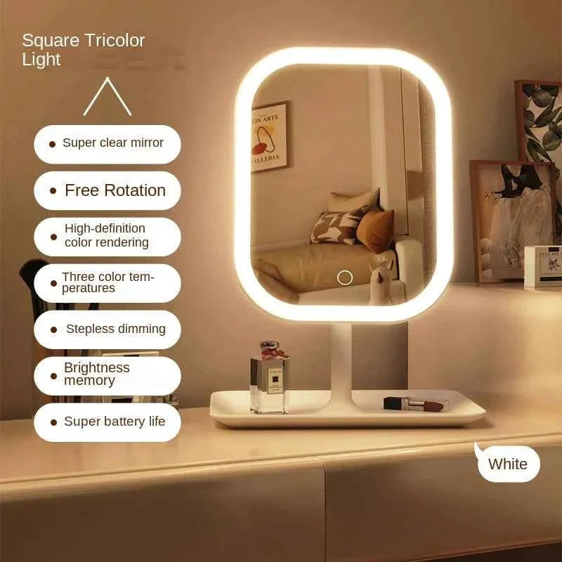 Desktop Vanity Mirror 3 Color Light LED Makeup Mirror